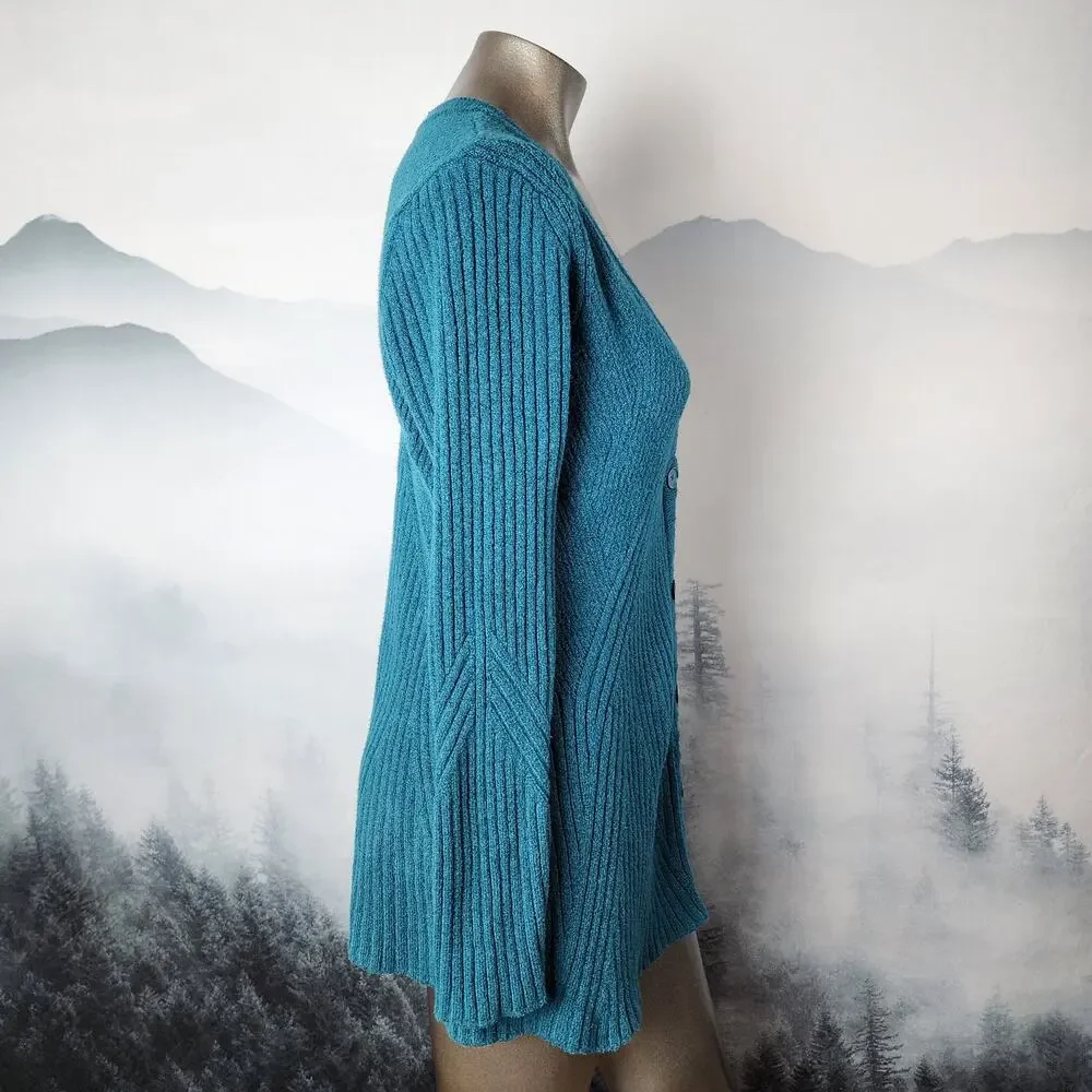 Cabi Deco V-Neck Knit Teal Cardigan | Women's Medium